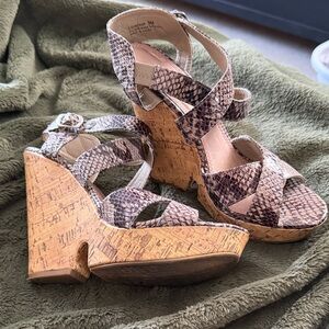 Chinese Laundry Snakeskin Cork Wedges